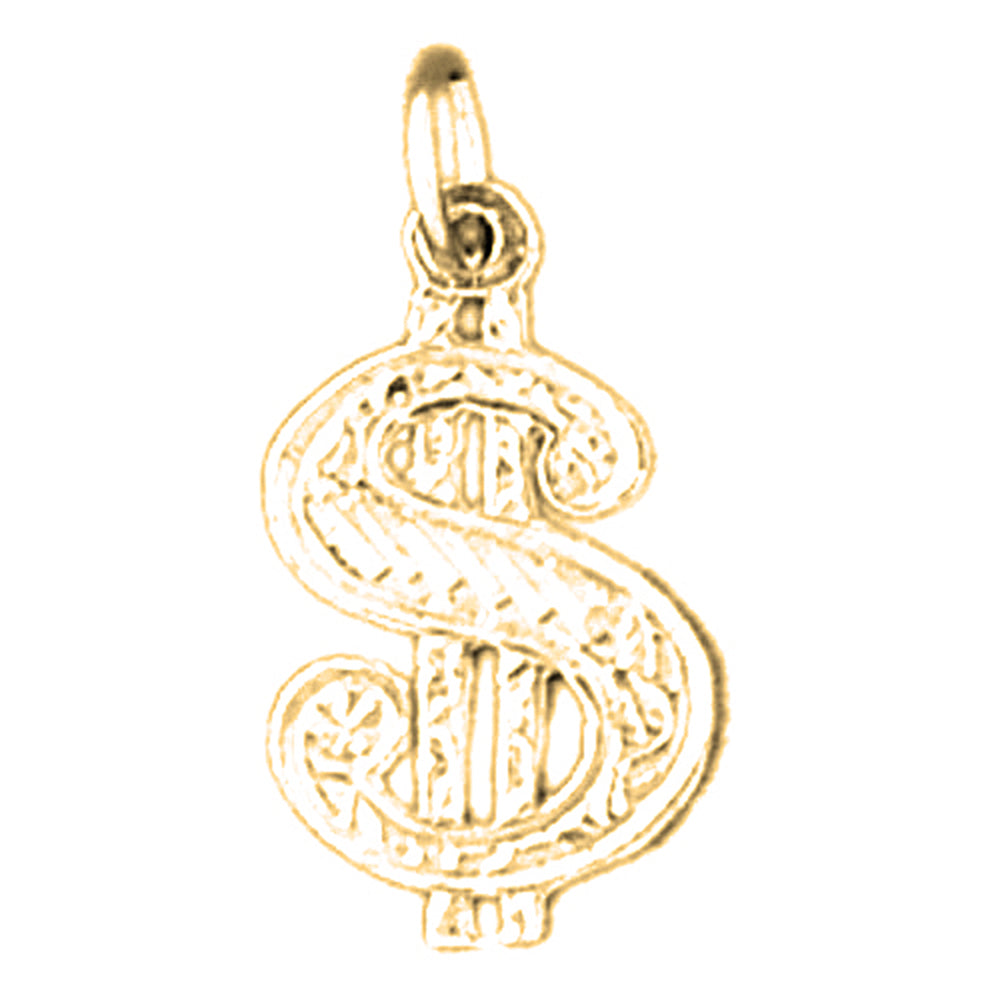 Yellow Gold-plated Silver $, Money Symbol Pendant