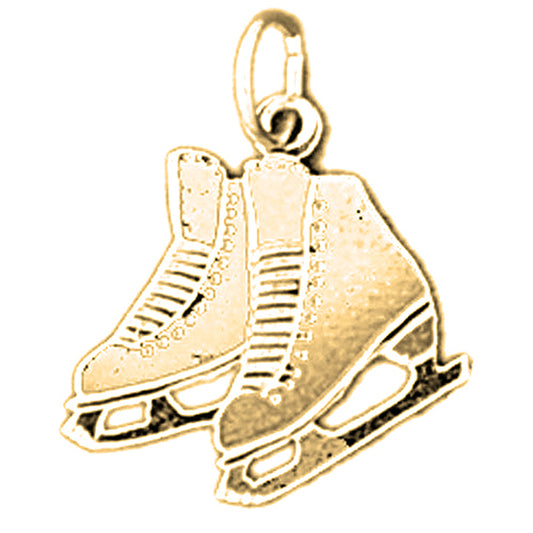 Yellow Gold-plated Silver Ice Skate Pendant