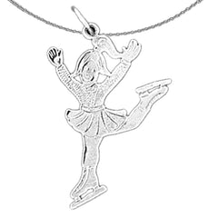 Sterling Silver Ice Skater Pendant (Rhodium or Yellow Gold-plated)