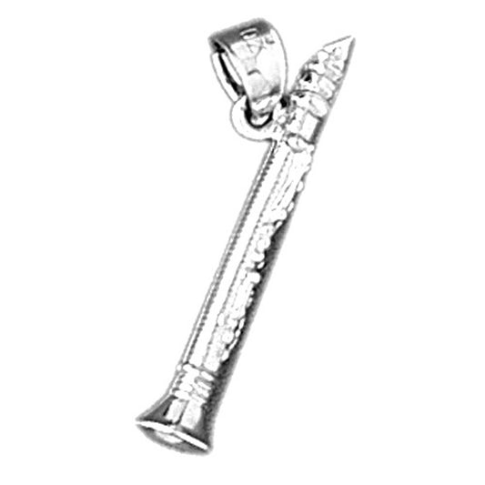 Sterling Silver 3D Flute Pendant