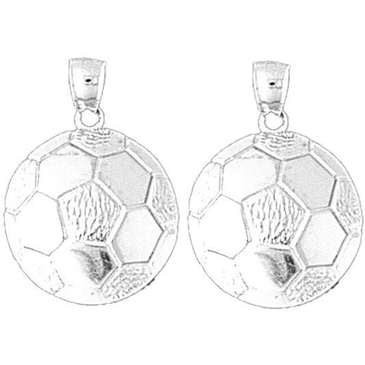 Sterling Silver 25mm Soccer Ball Earrings