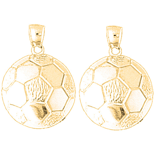Yellow Gold-plated Silver 25mm Soccer Ball Earrings
