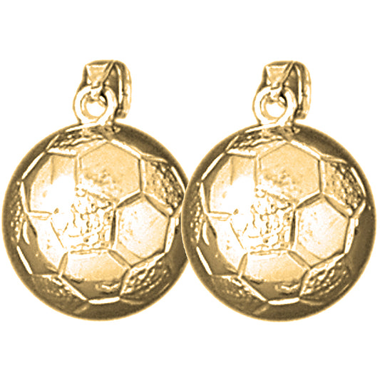 14K or 18K Gold 19mm 3D Soccer Ball Earrings