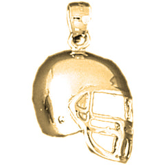Yellow Gold-plated Silver Football Helmet Pendant