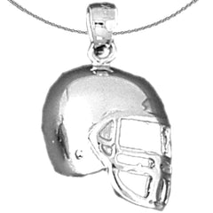 Sterling Silver Football Helmet Pendant (Rhodium or Yellow Gold-plated)