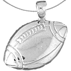 Sterling Silver Football Pendant (Rhodium or Yellow Gold-plated)