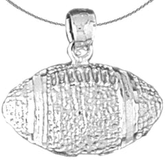 Sterling Silver Football Pendant (Rhodium or Yellow Gold-plated)