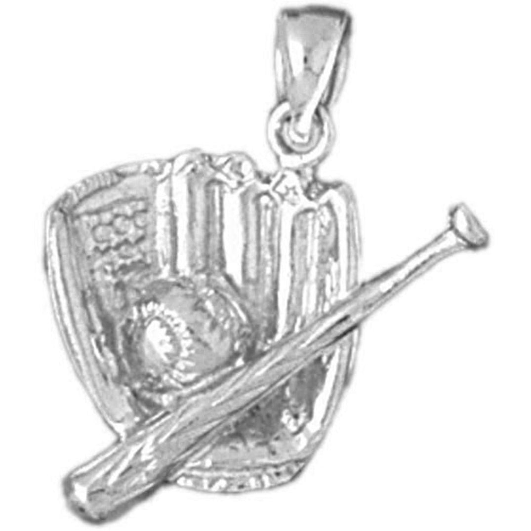 Sterling Silver Baseball Glove, Ball & Bat Pendant