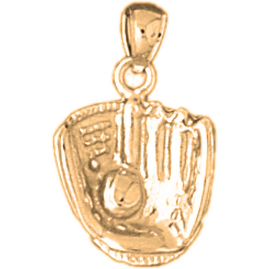 Yellow Gold-plated Silver Baseball Glove & Ball Pendant
