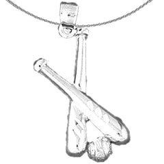 Sterling Silver Baseball Bat Pendant (Rhodium or Yellow Gold-plated)