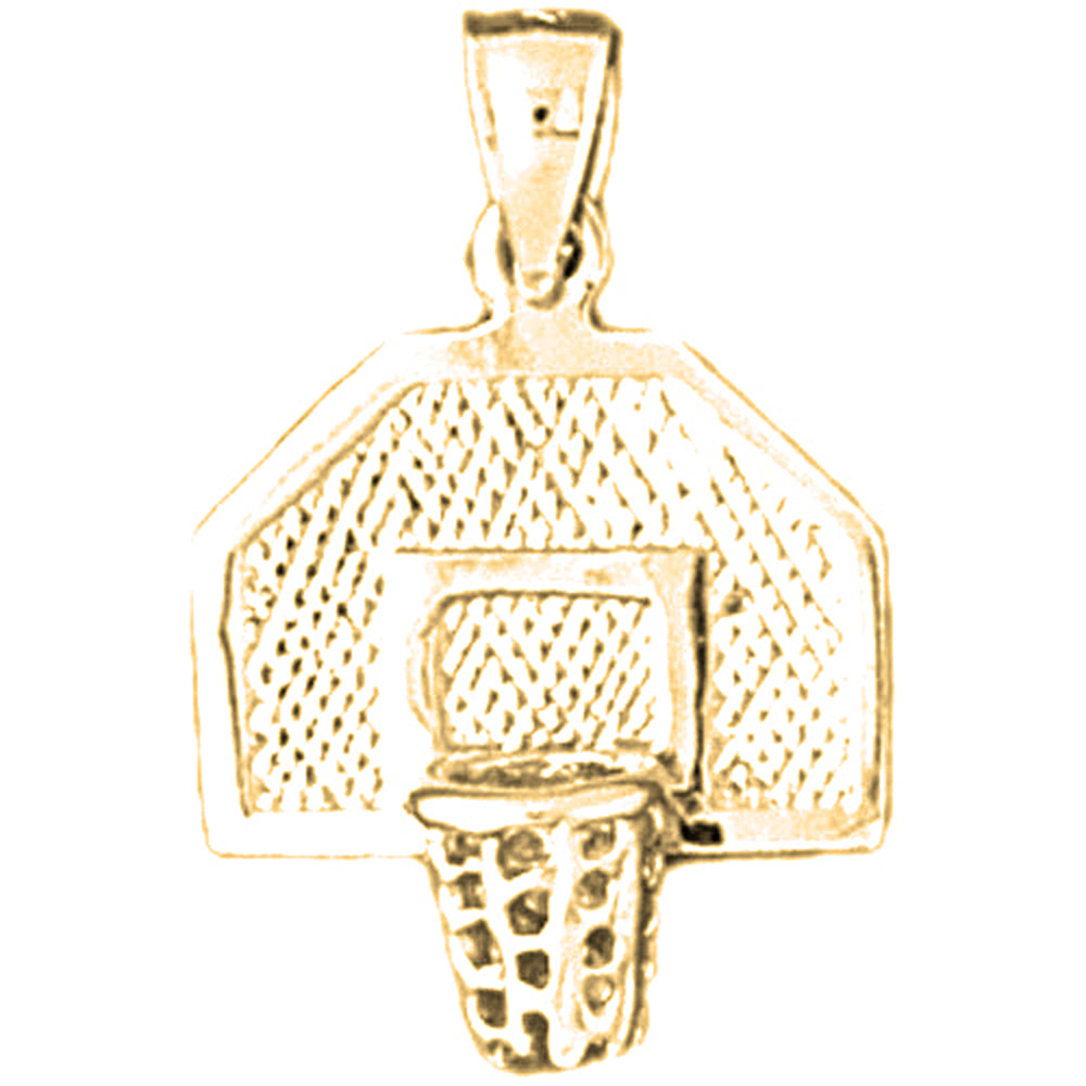 Yellow Gold-plated Silver Basketball Hoop Pendant