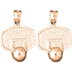 14K or 18K Gold 20mm Basketball Hoop Earrings