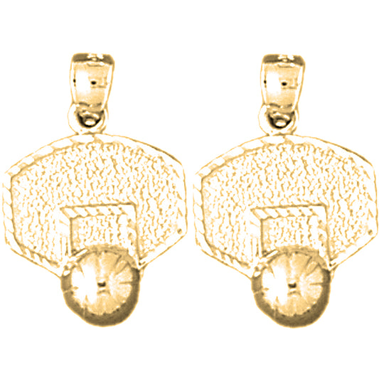 Yellow Gold-plated Silver 20mm Basketball Hoop Earrings
