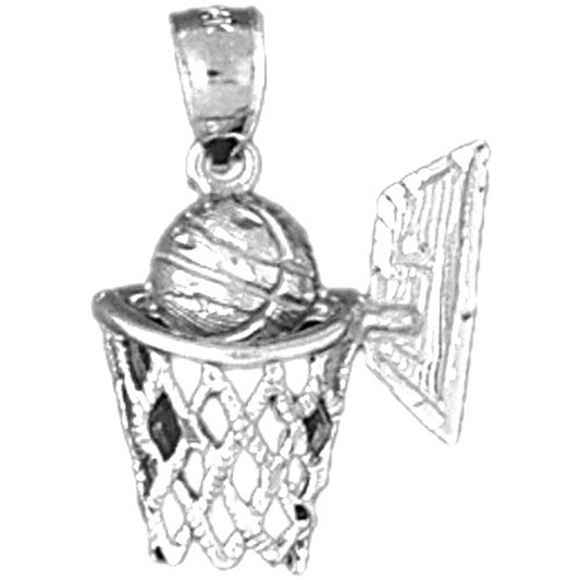 Sterling Silver Basketball Hoop Pendant