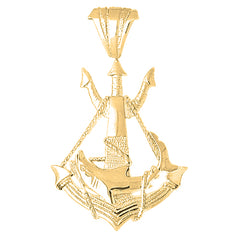 Yellow Gold-plated Silver Anchro With Shark Pendant