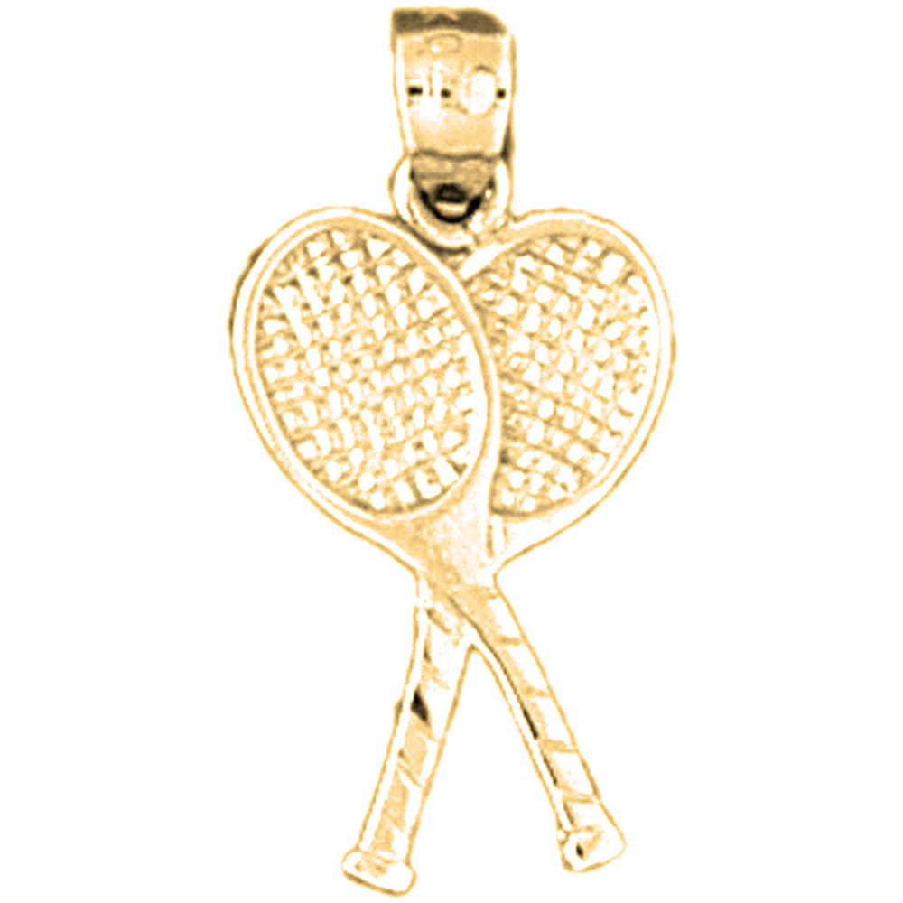 Yellow Gold-plated Silver Tennis Racket Pendant