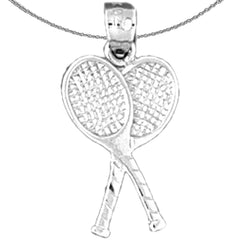 Sterling Silver Tennis Racket Pendant (Rhodium or Yellow Gold-plated)