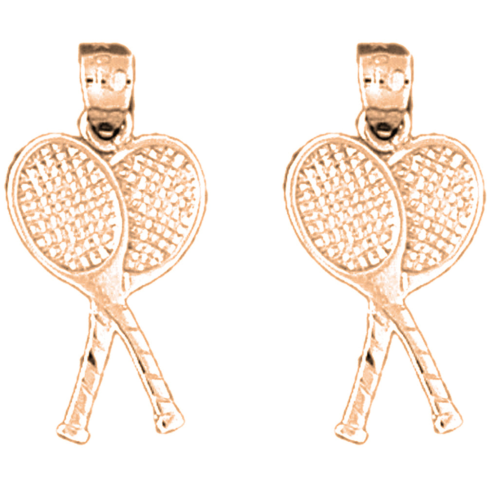 14K or 18K Gold 23mm Tennis Racket Earrings