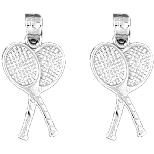 Sterling Silver 23mm Tennis Racket Earrings