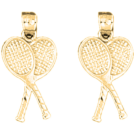 Yellow Gold-plated Silver 23mm Tennis Racket Earrings