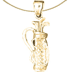 Sterling Silver Golf Club Pendant (Rhodium or Yellow Gold-plated)