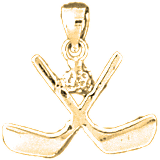 Yellow Gold-plated Silver Hockey Stick Pendant