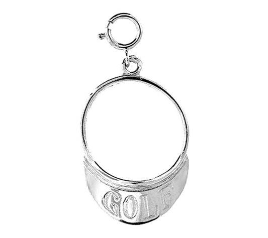 Sterling Silver 3D Golf Visor Pendant