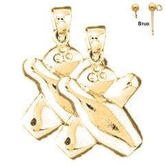 14K or 18K Gold Bowling Pin And Ball Earrings