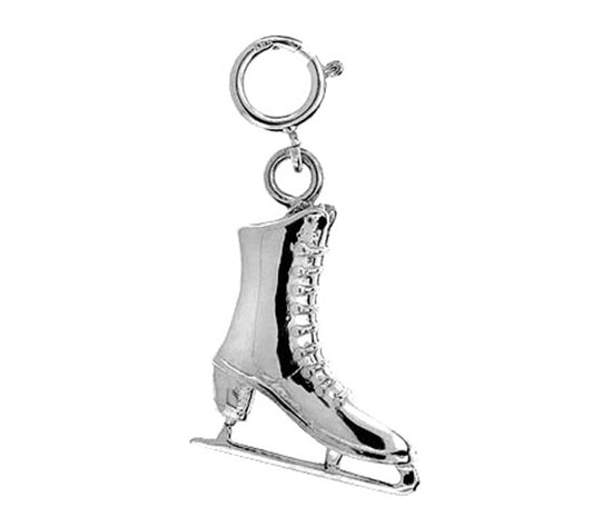 Sterling Silver 3D Ice Skate Pendant