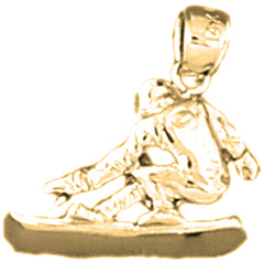 Yellow Gold-plated Silver Snowboarding Pendant