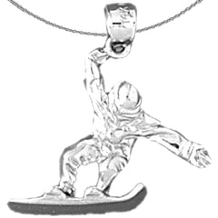 Sterling Silver Snowboarding Pendant (Rhodium or Yellow Gold-plated)
