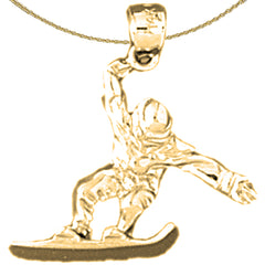 Sterling Silver Snowboarding Pendant (Rhodium or Yellow Gold-plated)
