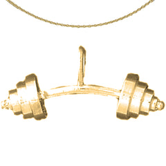 Sterling Silver Workout Weights Pendant (Rhodium or Yellow Gold-plated)