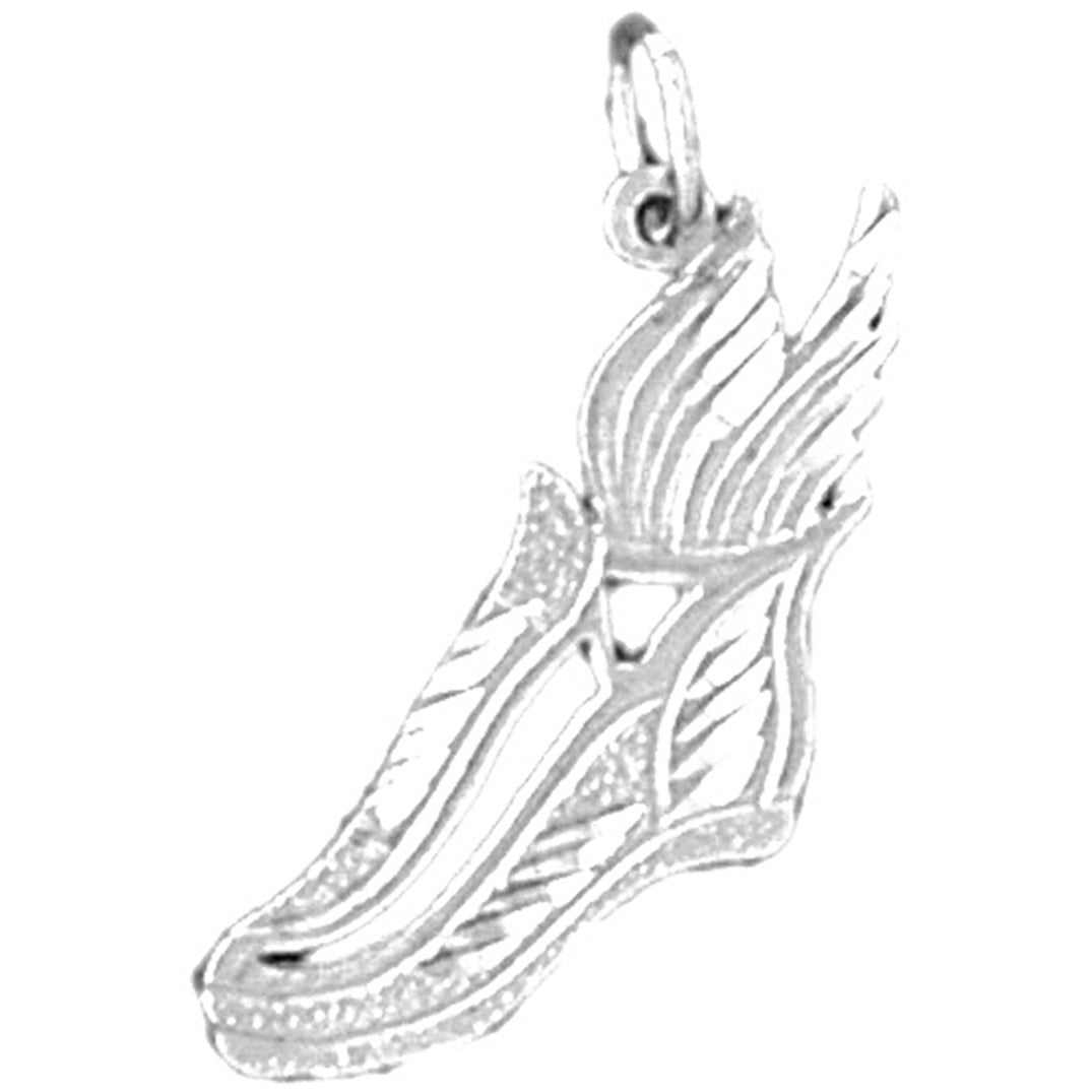 Sterling Silver Running Shoe Pendant (Rhodium or Yellow Gold-plated)