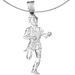 Sterling Silver Running Man Pendant (Rhodium or Yellow Gold-plated)