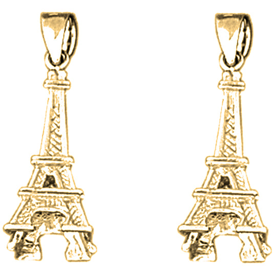 Yellow Gold-plated Silver 26mm Eiffel Tower Earrings