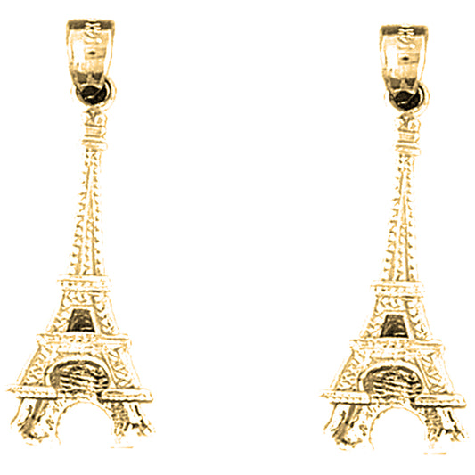 Yellow Gold-plated Silver 33mm Eiffel Tower Earrings