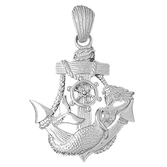 Sterling Silver Anchor Mermaid Pendant