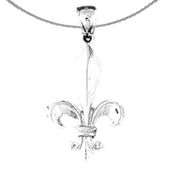 Sterling Silver Fleur De Lis Pendant (Rhodium or Yellow Gold-plated)