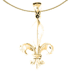 Sterling Silver Fleur De Lis Pendant (Rhodium or Yellow Gold-plated)