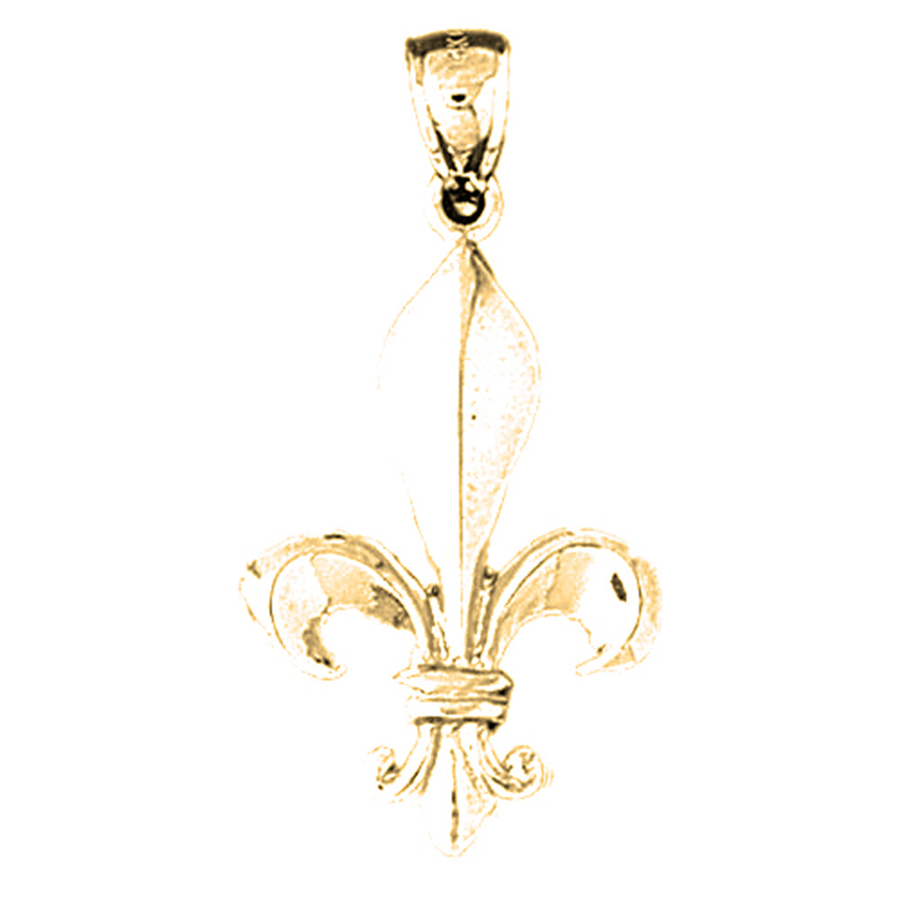 Yellow Gold-plated Silver Fleur De Lis Pendant