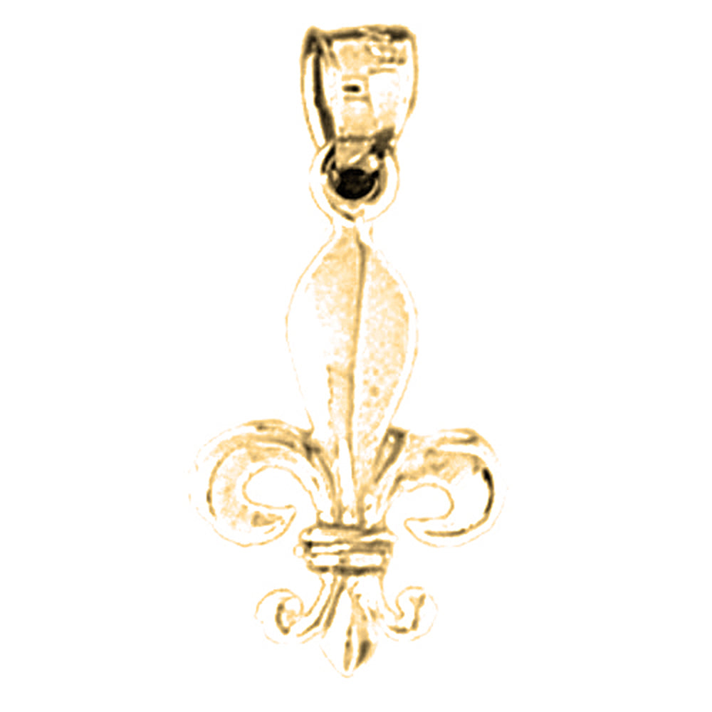 Yellow Gold-plated Silver Fleur De Lis Pendant