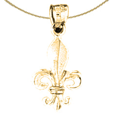 Sterling Silver Fleur De Lis Pendant (Rhodium or Yellow Gold-plated)