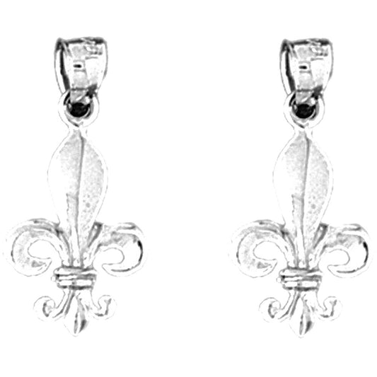 Sterling Silver 22mm Fleur de Lis Earrings