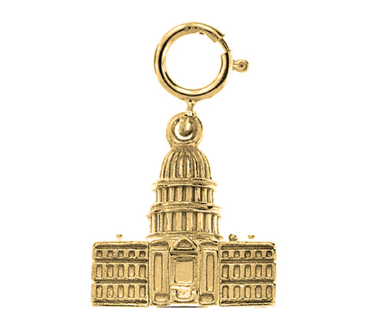 Yellow Gold-plated Silver White House Pendant