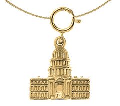Sterling Silver White House Pendant (Rhodium or Yellow Gold-plated)
