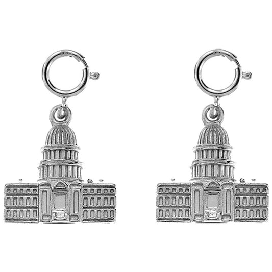 Sterling Silver 18mm United States Capital Building Earrings