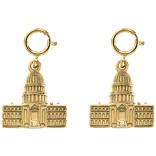 Yellow Gold-plated Silver 18mm United States Capital Building Earrings