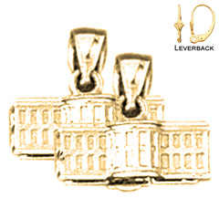 Sterling Silver 11mm White House Earrings (White or Yellow Gold Plated)