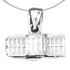 Colgante de la Casa Blanca de plata de ley (bañado en rodio o oro amarillo)